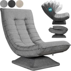 Bodenstuhl, 360° drehbar, verstellbare Rückenlehne, faltbar, Gaming-Freizeitsessel, Sofa, keine Montage erforderlich, bequem, Grau, Schwarz
