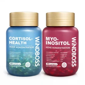 Neu im Sortiment – WindBoss Cortisol-Inositol-Weichkapseln im Doppelpack – 2 Flaschen, gleicht den Cortisolspiegel aus, vegan, glutenfrei und frei von unnötigen Zusatzstoffen, 2 Sets versandkostenfrei